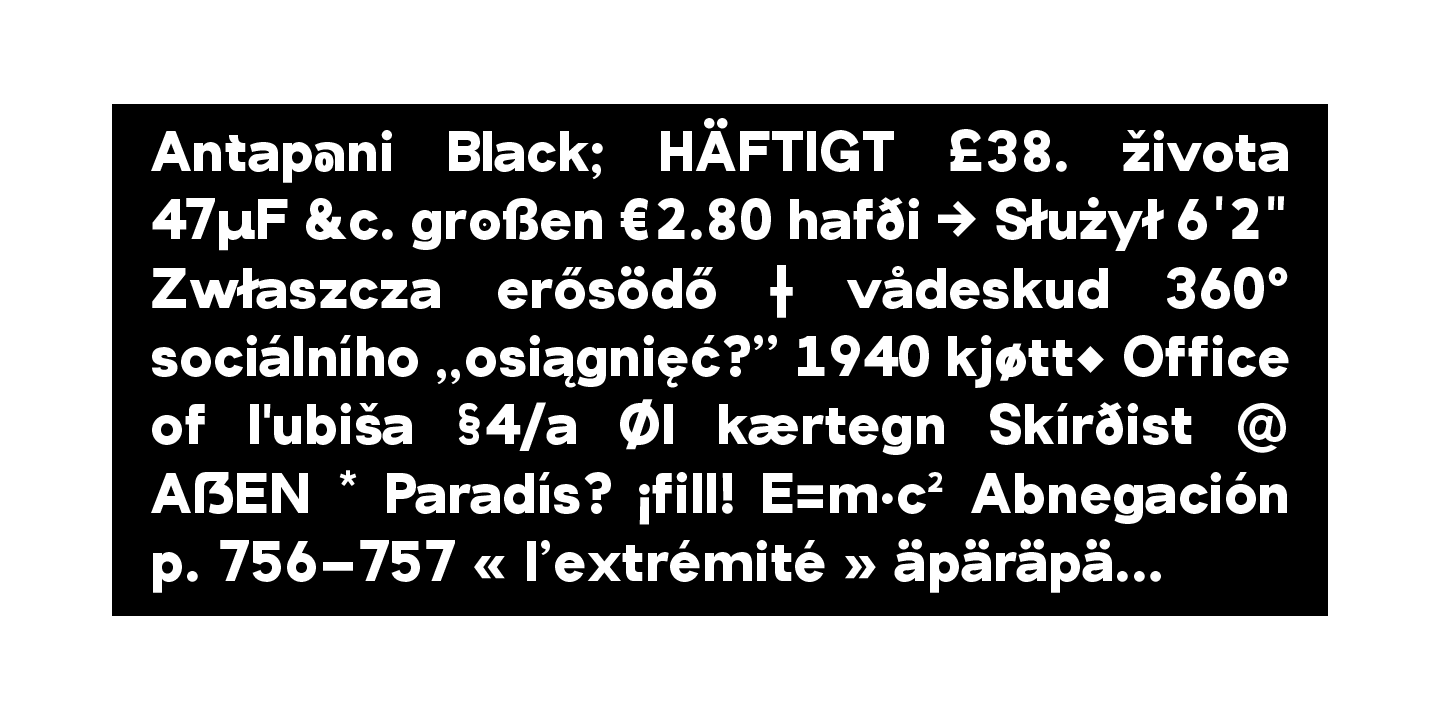 Przykład czcionki Antapani Black